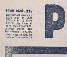 1942 a Pesti Hírlap augusztus 22-i lapszáma Horthy István halálával a címlapon