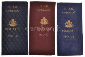 1936-39 3 db bérletjegy a M. kir. Operaházba.