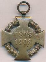 1908. "Katonai Jubileumi Kereszt" aranyozott Br kitüntetés mellszalag nélkül T:2- 
Hungar...