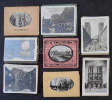 36 db RÉGI képeslapfüzet (13) és kis alakú leporello (23): magyar és külföldi városok / 36 pre-1945 postcard booklets (13) and leporellos (23): Hungarian and European towns