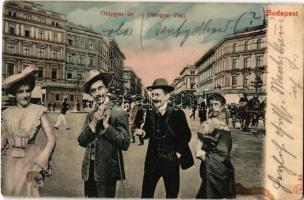 1907 Budapest VI. Oktogon tér, Magyar Szó. Montázs cipészinassal (EK)