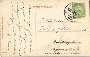 1911 Debrecen, Nagyerdei villamos megálló szerelvénnyel. Thaisz Arthur kiadása