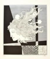 Szász Endre (1926-2003): Női arc. (Emese). Szitanyomat, papír, sorszámozott, jelzett, 40×35 cm