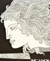 Szász Endre (1926-2003): Női arc. (Emese). Szitanyomat, papír, sorszámozott, jelzett, 40×35 cm