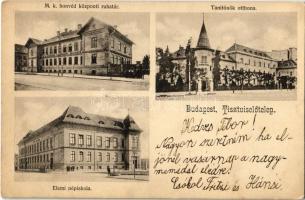 1906 Budapest VIII. Tisztviselőtelep, M. kir. honvéd központi ruhatár, Tanítónők otthona, Elemi népiskola