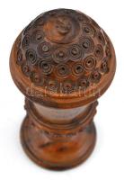 Jerusalem és héber feliratú fűszertartó, olajfa, felső rész beszorulva, teteje letört, m:13,5 cm