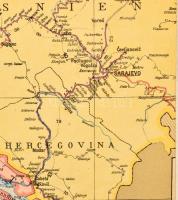 1905 Ausztria és Magyarország közlekedési térképe, 1:1500000, Freytag G. és Berndt, Bécs, vászonra k...