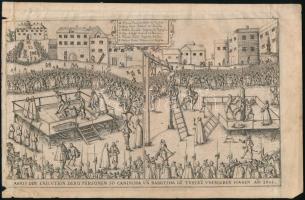 1665 Kanizsa és Babócsa feladása miatti 1601-es kivégzések, metszet, 17×27 cm
