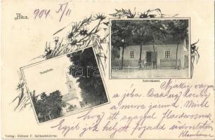 1904 Aka, templom, szövetkezet üzlete. Klökner P. kiadása, floral