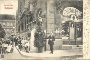 1910 Budapest V. Baldauf Mátyás Pince terasza. Eskü tér 7. (ma Március 15. tér)