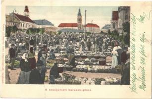 1906 Kecskemét, Barack piac árusokkal. Fekete (Schwartz) Soma kiadása (EK)