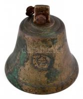 Antik bronz csengő, címerrel, m:7 cm