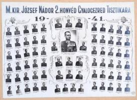 1941 A magyar királyi József nádor 2. honvéd gyalogezred tisztikara, tablókép Borsay műterméből, kartonra ragasztva, 18,5×25,5 cm