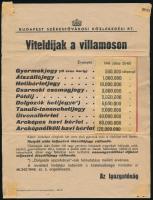 1946 Villamos viteldíj táblázat az inflációs időszakból