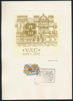 Vertel József (1922-1993): Vác 1075-1975, rézkarc, papír, jelzett, 10×11 cm