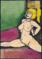 Jelzés nélkül: 3 db pornográf grafika. Filc, pasztell, vegyes technika 16x24 cm