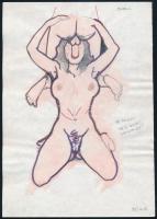 Jelzés nélkül: 3 db pornográf grafika. Filc, pasztell, vegyes technika 16x24 cm