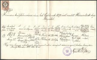 1888 Királyhelmec anyakönyvi kivonat
