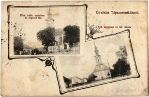 1915 Tápszentmiklós, Római katolikus templom, jegyzői lak, Református templom és iskola. Art Nouveau, floral (fl)