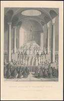 1860 Worship Acording to the Armenian Church, engraved by T. Brown, published by A. Fullarton & Co. - örmény egyházi szertartás, metszet, 24×15 cm