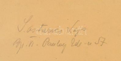 Sostarics Lajos (1896-1968): Óbuda, Zápor utca, tus, papír, jelzett, kartonra ragasztva, 21,5×30 cm