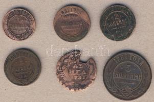 Oroszország 1700-1900-as évek eleje 6db klf pénz T:3,3/4+