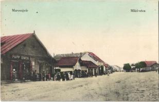 Marosújvár, Uioara, Ocna Mures; Mikó utca, Papp Simon és Fesztinger Dávid üzlete. Vágner L. kiadása / street and shops