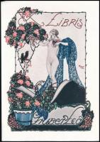 Faragó Géza (1877 - 1928): Erotikus ex libris. Ofszet, papír, jelzett a nyomaton, 14x10 cm