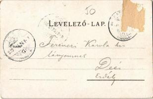 1900 Kaposvár, Fő utca, Korona utca, Geiszler Nep. János üzlete, Cs. és kir. laktanya. Kiadja Gerő Z...