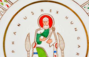 Herendi emlék falitál:"S Stephanus Rex Hungarorum 1038-1938" felirattal, kézzel festett, j...