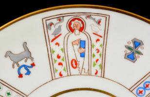 Herendi emlék falitál:"S Stephanus Rex Hungarorum 1038-1938" felirattal, kézzel festett, j...