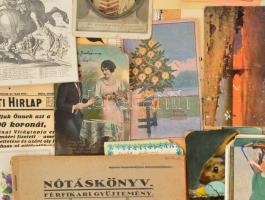 cca 1910-1970 Vegyes nyomtatvány tétel, prospektusok, reklám nyomtatványok, közte képeslapok, Székel...