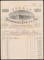 1891 Goldberger Sám kézmű nagykereskedés fejléces számla