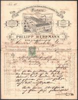 1889 Philipp Hermann Wien, vegyianyaggyár fejléces számla