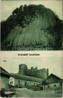 Sátorosbánya, Siatorská Bukovinka; Somoskői vár, Bazaltesés. Kiadja Friedler Samu / Hrad Somoska / castle ruins, basalt waterfall (EK)
