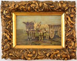 Németh György (1888-1962): Szamárfogat. Olaj, falemez, jelzett, üvegezett keretben, 12,5×17,5 cm