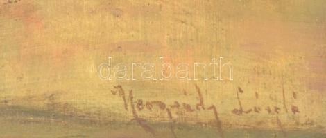 Neogrády László (1896-1962): Libapásztorlány. Olaj, karton, festék hibákkal, üvegezett hibás keretbe...