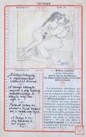 1931 Pornográf rajzok sikamlós versikékkel egy 1931-es naptárba ragasztva, 30 db amatőr ceruza és te...