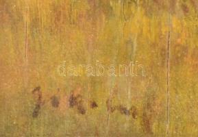 Jakab Károly (1904-1994): Tó part. Olaj, falemez, jelzett, üvegezett keretben, 17,5×23,5 cm