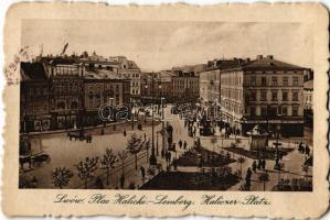 1917 Lviv, Lwów, Lemberg; Plac Halicki / square + K. u. k. Zensurstelle I. Lemberg, Hptpst.