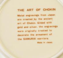 Chokin porcelán dísztányér, jelzett, apró kopásokkal, saját dobozában, d: 16 cm