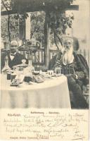 1905 Ada Kaleh, Kávéház, Bego Mustafa. Müller Testvérek kiadása / Kaffeehaus / Turkish cafe with Bego Mustafa
