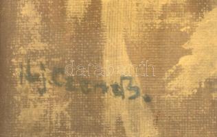 Ifj. Czene Béla (1911-1999): Virágcsendélet. Olaj, vászon, jelzett, üvegezett hibás keretben, 80×60 ...