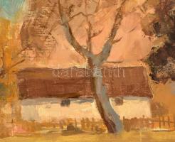 Rozs János (1901-1987): Falusi házak. Olaj, vászon, jelzett, keretben, 60×80 cm