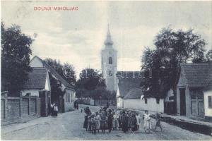 Alsómiholjác, Donji Miholjac; Fő utca, templom / main street, church