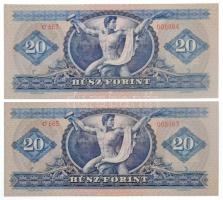 1949. 20Ft (2x) sorszámkövetők "C 563 005863 - C 563 005864" T:I / Hungary 1949. 20 Forint...