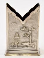 Vietnami ezüst (Ag.) gyufatartó, jelzett, 6,5×4,5×2,5 cm, nettó 34 g