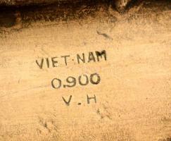 Vietnami ezüst (Ag.) gyufatartó, jelzett, 6,5×4,5×2,5 cm, nettó 34 g