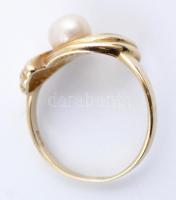 Tenyésztett gyöngy ékszerszett, fülbevaló, karkötő, gyűrű, nyaklánc, jelzett, 4 db