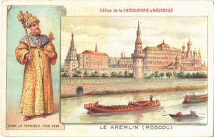 Moscow, Moscou; Le Kremlin, Ivan le Terrible 1530-1584. Edition de la Chocolaterie dAiguebelle / Kremlin, Ivan the Terrible. Chocolate advertisement, Art Nouveau, litho